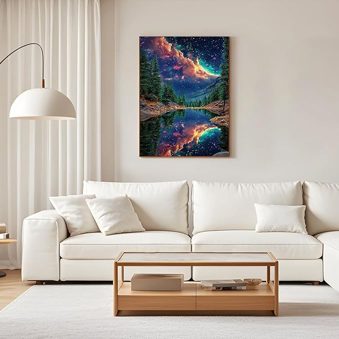 GEEHEIY Aurora Diamond Art Kits for Adults, 5D Starry Sky Diamond Painting Kits for Beginner, DIY Full Drill Round Gem Art for Home Wall Decor 12 x16 Inch