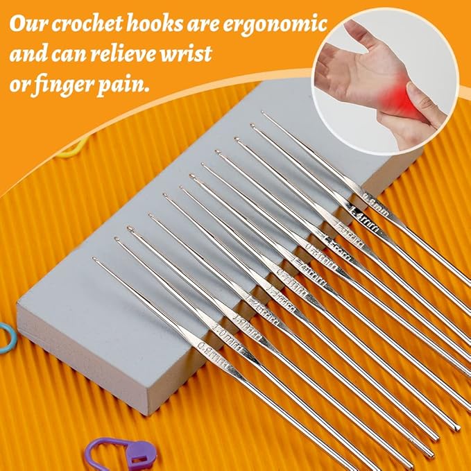 Zlulary 86 PCS Crochet Hook Set, Crochet Needles Set with Knitting Needles, Stitch Markers, Crochet Hook Case, and Crochet Accessories for Crocheting Craft Mother's Day