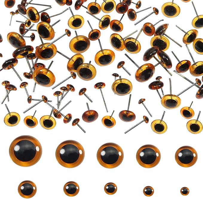 TOAOB 100pcs Deep Brown Glass Eyes Kits 3mm to 12mm Assorted Sizes for Crafts Needle Felting Bears Dolls Decoys Sewing