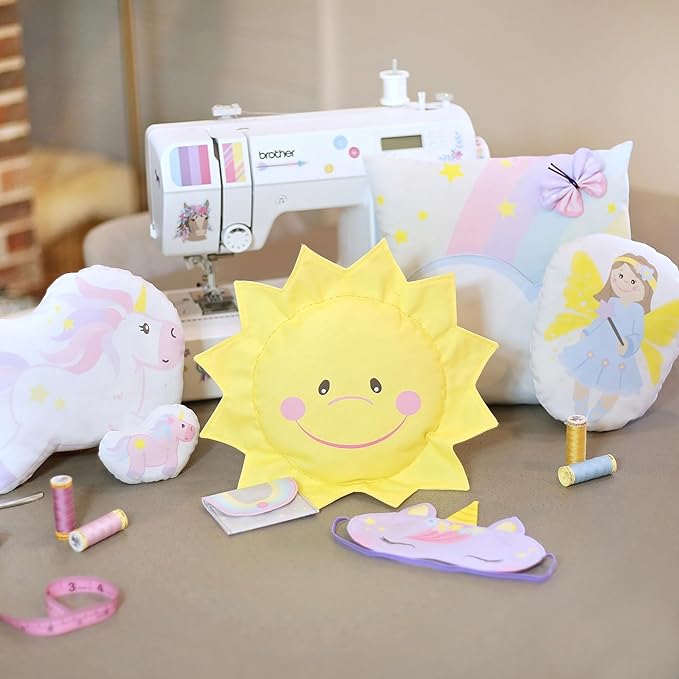 kullaloo Fabric Sewing kit for Beginners - with Video Instructions - Cut & Sew Fabric Panel with Unicorn and Fairy - DIY Carft for Girls (Magic World)