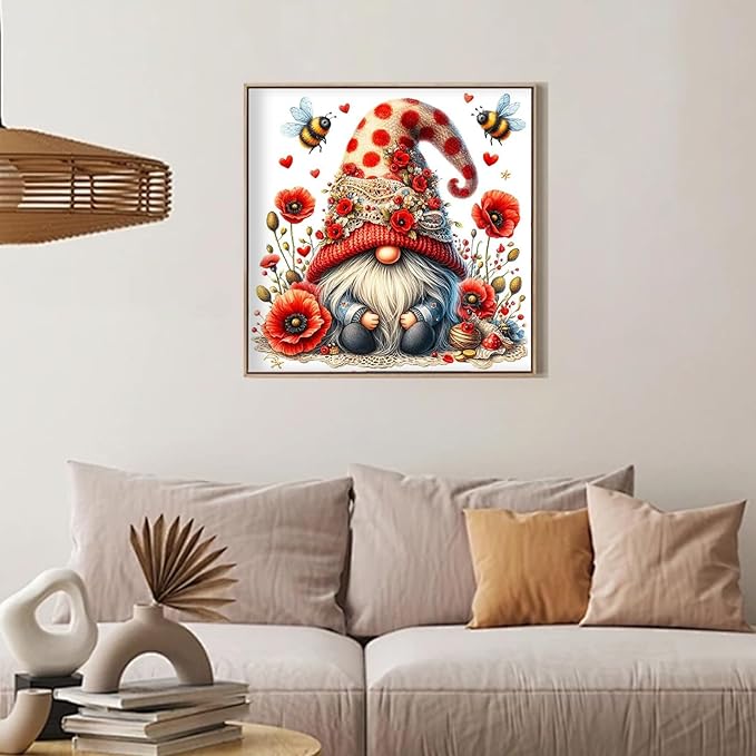 Camocin Diamond Art Kits for Adults Gnomes, 5D Gnome Diamond Painting Kits for Adults Beginners, DIY Bee Full Round Dots Drill Gem Art Kit for Gift Home Wall Decor 14 x 14 Inch