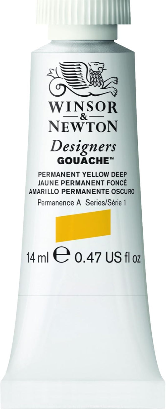 Winsor & Newton Designer's Gouache, 14 ml (0.47oz) tube, Permanent Yellow Deep