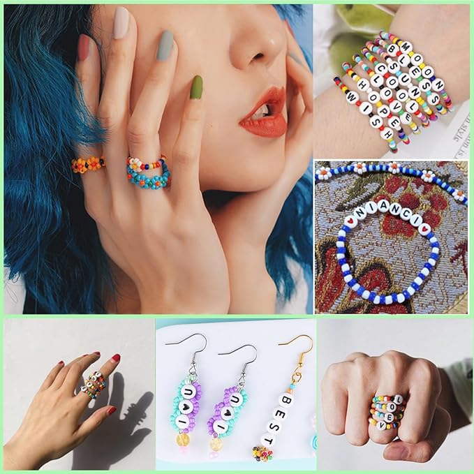 500 Pcs Letter Beads, 4 X 7 mm White Round Acrylic Alphabet Beads for Jewelry Making, Letter W Bead for DIY Friendship Bracelets Necklaces Making