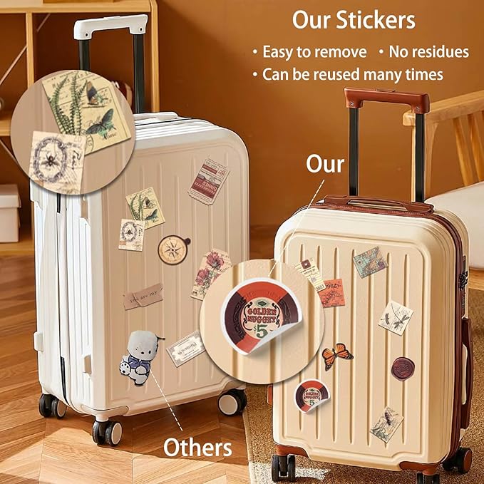 100 Pcs Vintage Stickers, Aesthetic Waterproof Decals for Water Bottle Laptop Computer Skateboard Bumper, Vsco Butterfly Vinyl Stickers for Kids Teens Girls