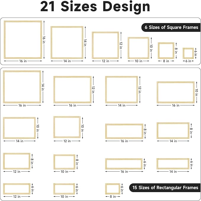 BALLMENT 24 Pcs 6 Sizes Stretcher Bars Kit with 100 Tacks & Tool, Build Frames to 16x20, for Needlepoint, Canvas, Embroidery, Cross Stitch, Tapestry