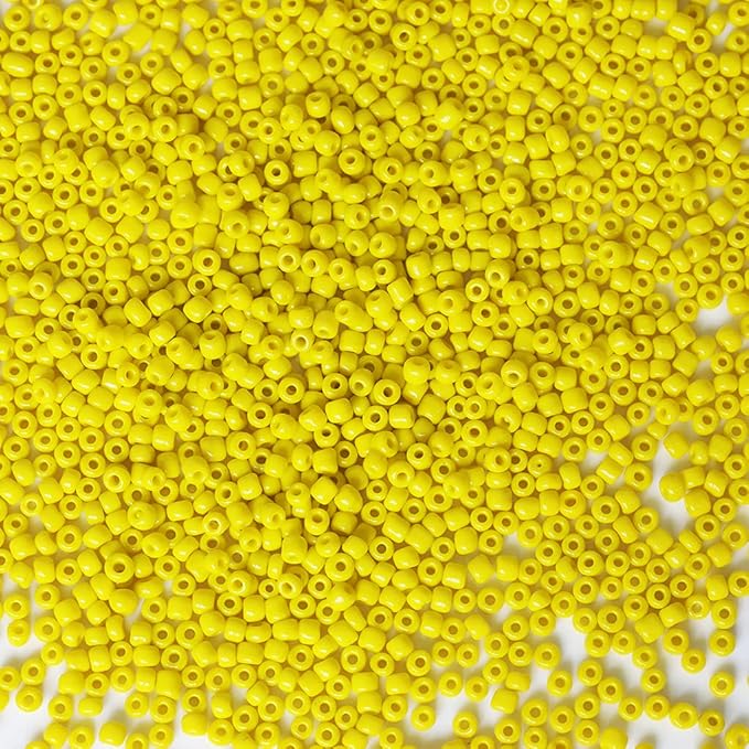 Bala&Fillic Opaque Yellow Color 4mm Seed Beads About 1200pcs/100Grams in Bag, 6/0 Glass Craft Beads for Making Bracelet and Necklace (Ture Yellow)