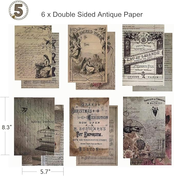 Scrapbook Embellishments: Vintage Ephemera Elements for Decoupage, Journaling, Notebooks, or Scrapbook Projects, Artsy Antique Paper Supplies, Old-Time Memorial Journal Kit (Renaissance)
