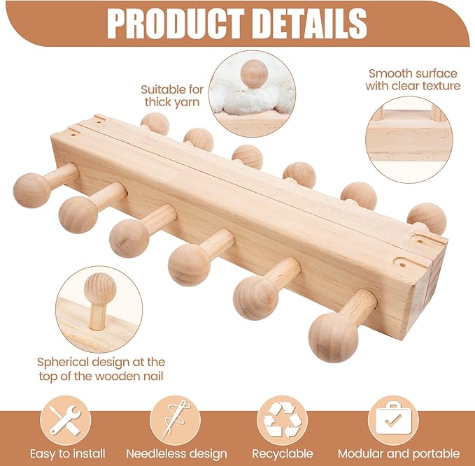 52” Chunky Blanket Loom for Beginners – Wooden Round Chunky Knitting Loom with Anti-Slip Pegs, Pine Wood DIY Weaving Kit for Stress Relief, Parent-Child Craft, Gift Making & Elderly Hand training