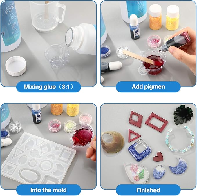 Patelai 4 Pcs Resin Earring Molds Irregular Shaped Earrings Silicone Mold for Epoxy Resin Dangle Drop Jewelry Making Kit for Women DIY Crafts Necklace Pendants Keychain(Geometric)
