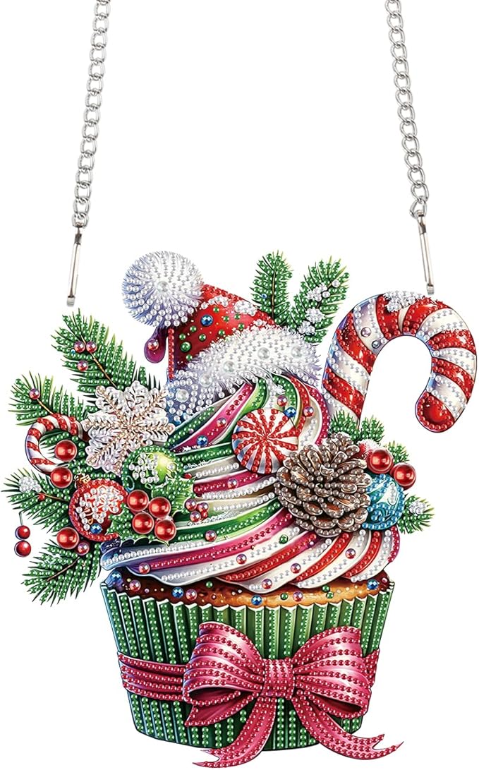 TDFERAN Diamond Painting Kits Hanging Decoration 22x24cm Christmas Cake Diamond Painting Kits for Adults Diamond Art Kits Hanging Sign Special Shape Diamond Painting Ornament Wreath Gifts Christmas