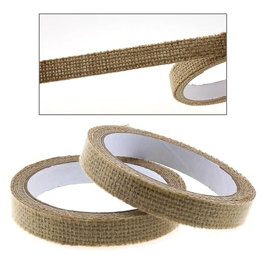 2pcs Self Adhesive Jute Tape 1.5cm/0.59Inch 6.56 Feet Natural Hemp Ribbon Trim Adhesive Tape Sticker