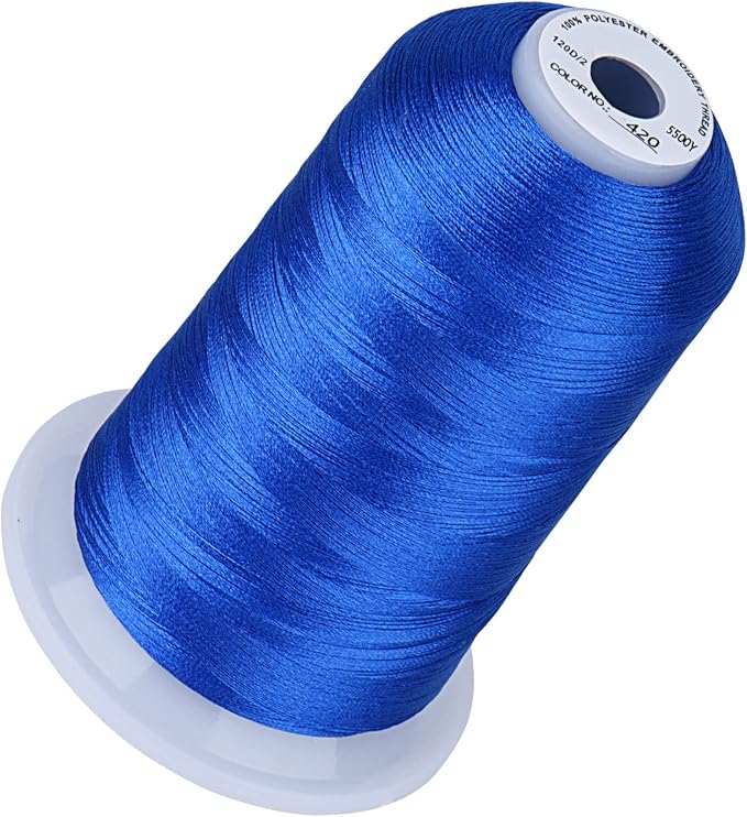 Simthread Embroidery Thread 5500 Yards Electic Blue 420, 40wt 100% Polyester for Brother, Babylock, Janome, Singer, Pfaff, Husqvarna, Bernina Machine