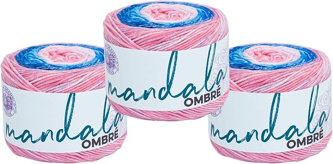 Lion Brand Yarn, Mandala Ombré Variegated Yarn for Crocheting, Knitting, and Crafts, Pure, 3 Pack, Soft, Acrylic Fiber for Cozy Blankets, Worsted Weight Sweaters and Colorful Shawls