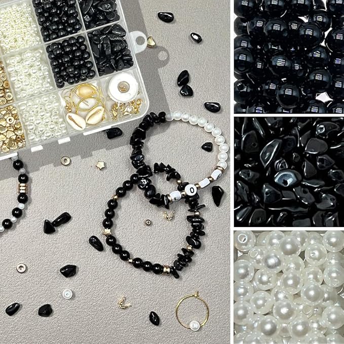 Basigeese Jewelry Making Supplies Kit Natural Stone Beads Irregular Gemstone Beading with for DIY Craft Bracelet Necklace Earrings for Adults (Obsidian)