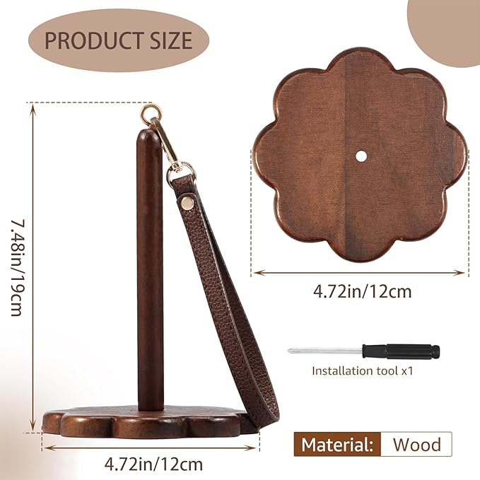 Portable Wrist Yarn Holder for Crocheting and Knitting, Wooden Yarn Ball Minder with Leather Strap, Yarn Spinner Stand for Yarn Storage and Organizer, Crochet Accessories for Beginners and Experts