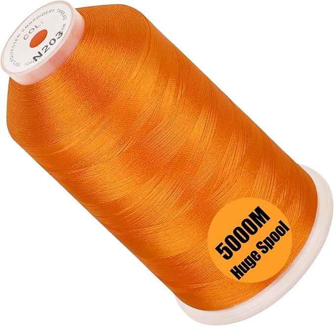 New brothread - Single Huge Spool 5000M Each Polyester Embroidery Machine Thread 40WT for Commercial and Domestic Machines - Orange (Janome Color)