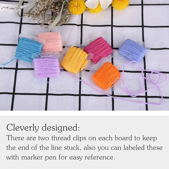 100 Pcs Plastic Floss Bobbin, Embroidery Floss Bobbins, Cross Stitch Embroidery Cotton Thread Embroidery Floss Thread Craft, Transparent Embroidery Thread Organize for DIY Sewing Craft