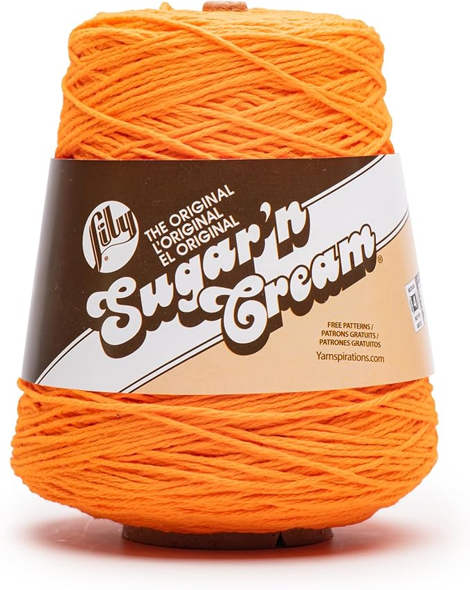 Lily Sugar N Cream Cones HOT Orange Yarn - 1 Pack of 400g/14oz - 100% Cotton - #4 Worsted (Medium) - 674 Yards - Knitting/Crochet