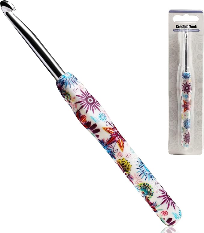 6.5mm Crochet Hook, Ergonomic Handle for Arthritic Hands, Soft Rubber Grip Extra Long  Knitting Needles for Beginners and Knitting Crocheting Yarn (6.5mm)