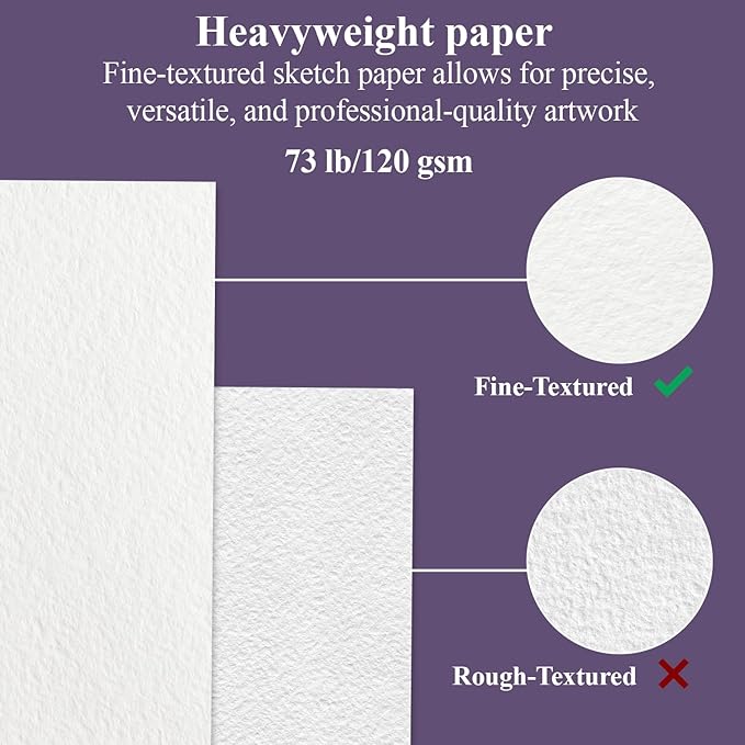 purple sketch book for women - 9"x12" girls sketch book, 100 sheets (73lb/120gsm) drawing paper for kids, art supplies for girls ages 8-12, beginners, and adults, 1-pack