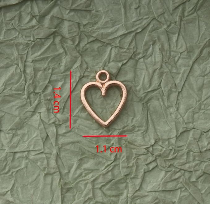 Ruwado 50 pcs Hollow Heart Jewelry Making Kits for Jewelry Making Small 1.5 x 1.2 cm Cute Accessories for DIY Crafting Project Christmas Tree Décor Necklace Bracelet Keychain Earring (KC Gold)