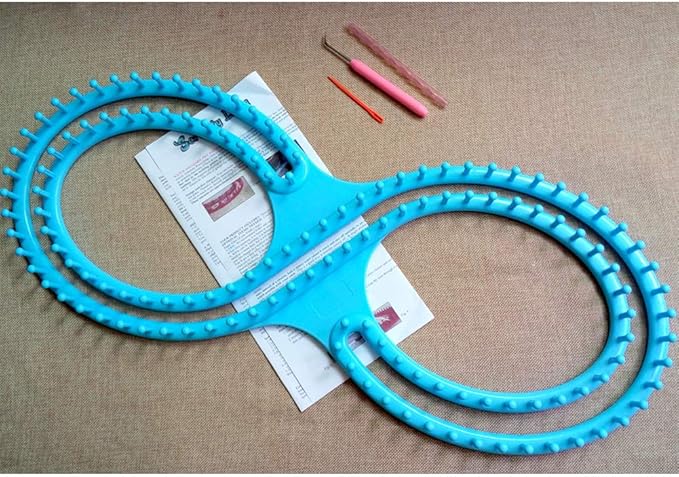 WAYION 55" Afphgan Serenity Loom Knitting Board Weave Loom Kit with Step by Step Instructions Great for The Experienced Loom Knitter(Blue/Pink) (Blue)