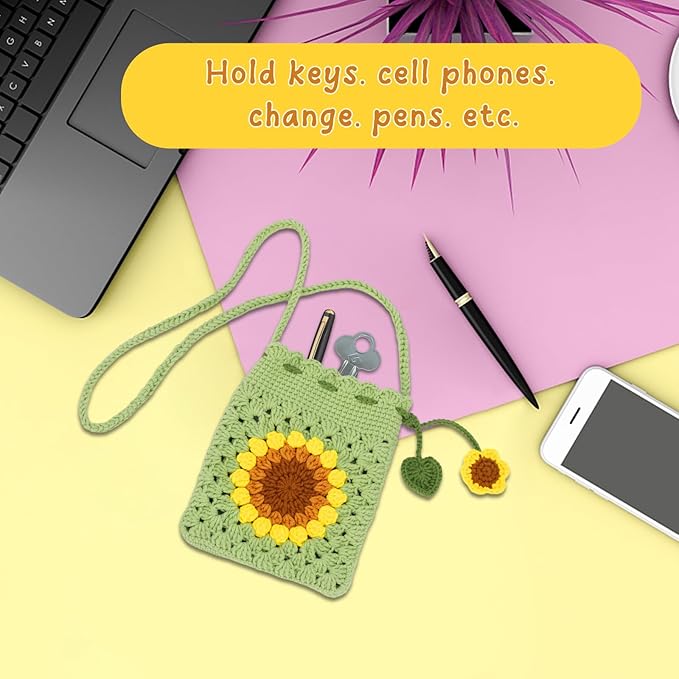 Pnytty Crochet Kit for Beginners Phone Bag Beginners Crochet Kit, Crochet Craft Starters Kits for Adults with Easy Step-by-Step Video Tutorials