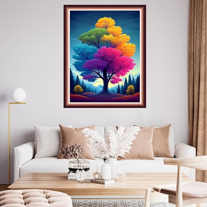 fanxvivy stamped cross stitch kits for beginners full range of cross stitching preprinted embroidery kits for adults, 11ct embroidery pattern needlepoint kits-four seasons tree 16x20 inch