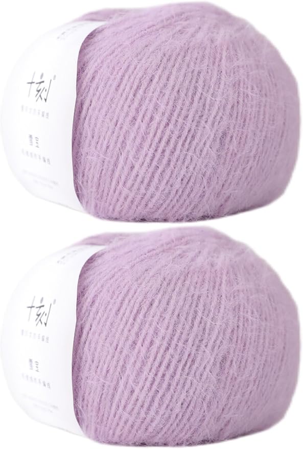 Snowbaby Wool Acrylic Blend Long Pile Yarn,(Worsted) Warm and Luxurious Fuzzy Yarn for Knitting and Crocheting DIY Hats Scarves Sweaters, 2 * 3.52oz/100g 207yds(25-Lilac Purple)