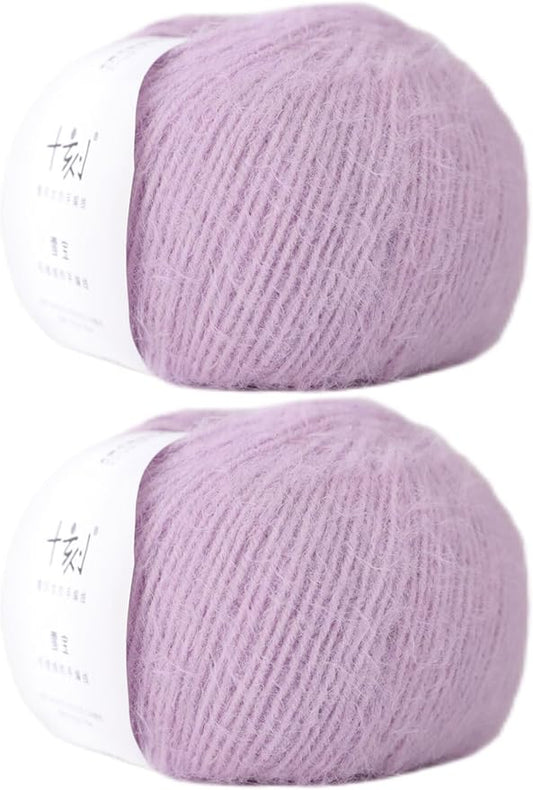 Snowbaby Wool Acrylic Blend Long Pile Yarn,(Worsted) Warm and Luxurious Fuzzy Yarn for Knitting and Crocheting DIY Hats Scarves Sweaters, 2 * 3.52oz/100g 207yds(25-Lilac Purple)