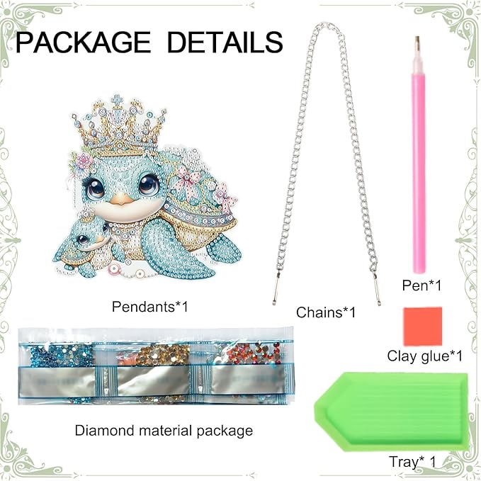 Tontut Diamond Art Painting Kits Hanging Decoration, 5D Turtle Diamond Art Painting, DIY Special Shape Diamond Craft Wall Garden Decoration, Gifts