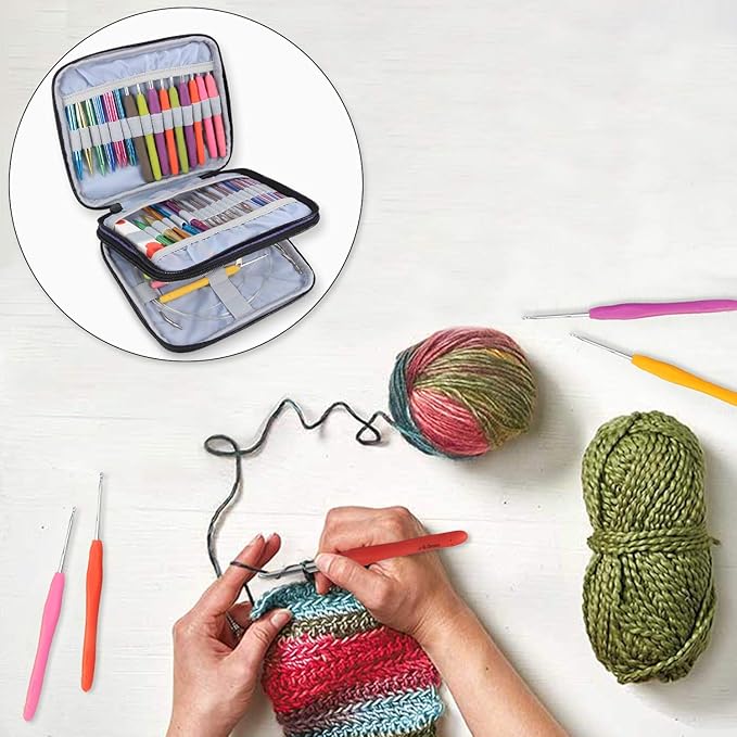 Teamoy Organizer Case for Interchangeable Circular Knitting Needles, Crochet Hooks and Knitting Accessories, Keep All in Place and Easy to Carry, Purple (No Accessories Included)