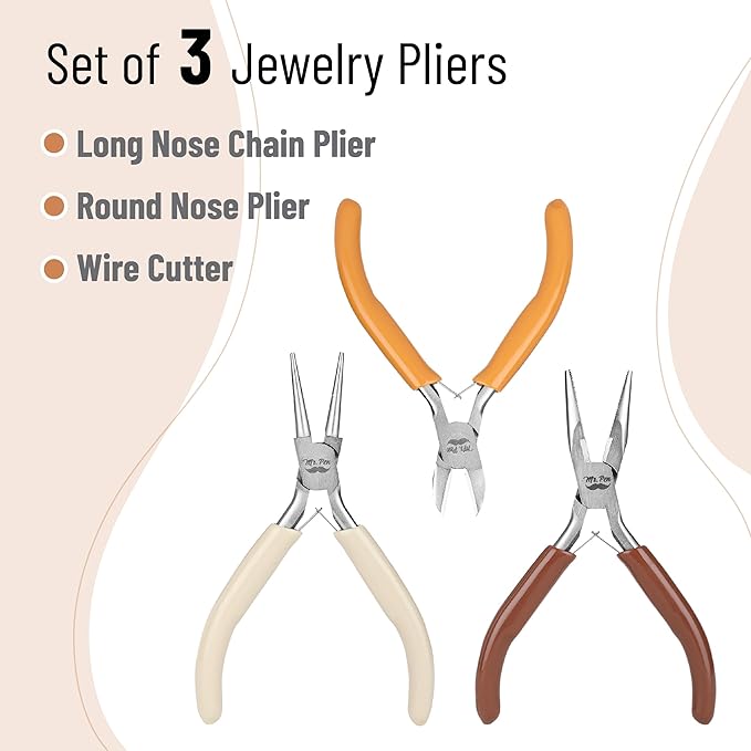 Mr. Pen- Jewelry Pliers Set, 3 Pack, Autumn Colors, Rubber Handle & Ergonomic Design, Mini Pliers for Jewelry Making Tools, Small Wire Cutters for Crafting