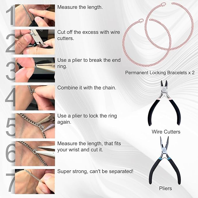 ABYST Permanent Bracelet Kit for Couples - DIY Forever Bracelets Making Set with Rose Gold Plated Chains - Romantic Infinity Jewelry for Anniversary (Rose Gold)