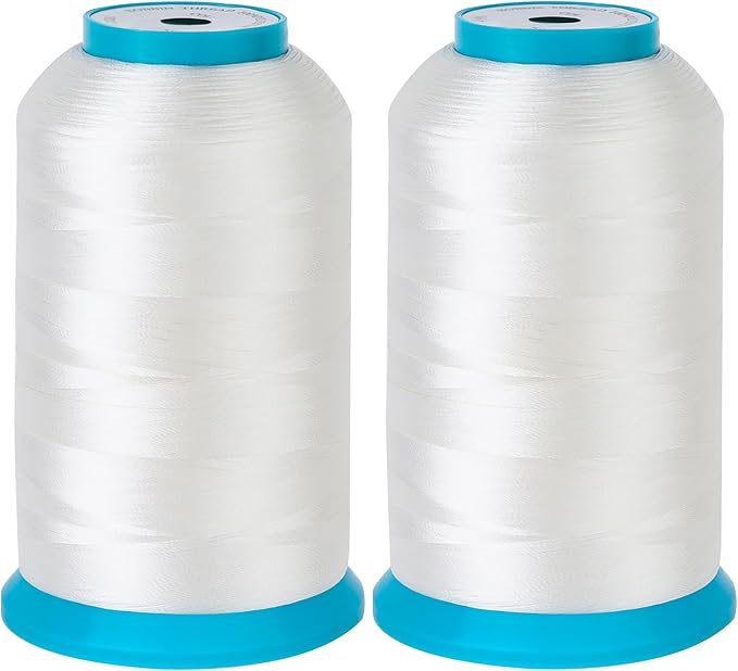 New brothread Set of 2 White Bobbin Thread/Bottom Thread 60WT Huge Spool 5000M (5500Y) for Embroidery and Sewing Machines