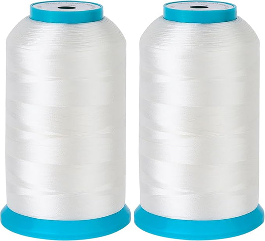 New brothread Set of 2 White Bobbin Thread/Bottom Thread 60WT Huge Spool 5000M (5500Y) for Embroidery and Sewing Machines