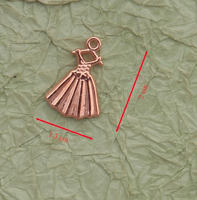 50 Pcs Mini Dress Charms 2 x 1.3 cm Metal Cute Pendants Accessories for Jewelry Making Finding Kits Earring Bookmark Scrapbooking Decoration Supplies