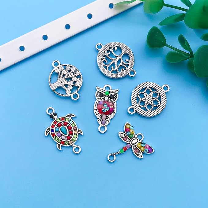 Youdiyla 36pcs Alloy enamel double hanging ethnic style set series Pendant Jewelry Making DIY Keychain Earrings Pendant Various Design Charms for Jewelry Making Bracelets Necklace (SN385)