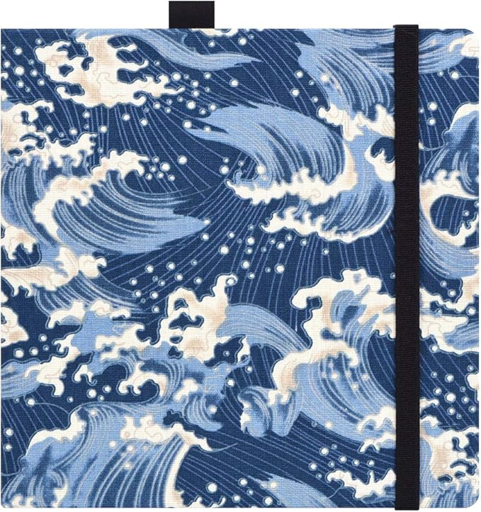 Square 8.2x 8.2 inches 165gsm Colored Pencil Paint Journal Hardbound 128pgs（64 Sheets Front Back Cold Pressed）Travel for Colored Pencil Sketch Doodles Handmade Cloth Cover Notebook River Vintage A9