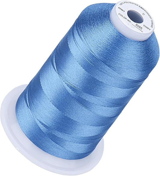Simthread 5500Yds Embroidery Thread, 5000M High-Yardage 40WT 100% Polyester Thread – 170+ Vivid Colors, High-Speed Rated – Compatible with Brother, Singer, Janome & More - Periwinkle S065