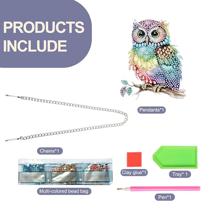 TDFERAN Diamond Painting Pendant DIY Colorful Owl Diamond Art Hanging Artwork Decoration Kit Garden Window Handmade Hanging Ornaments, Adult Painting Craft Gem Pendant Wall Home Decor