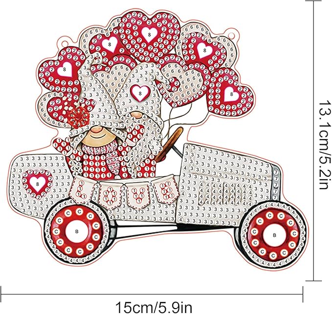 Wedding Car Diamond Art Hanging, DIY Acrylic Gemstone Pendant with Special Shaped Rhinestones, Love Gnome Diamond Painting Ornament for Wall, Door, or Home, Handmade Craft Gift for Valentine’s Day