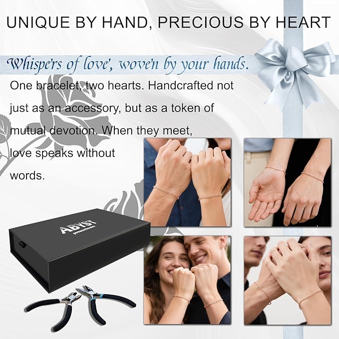 ABYST Permanent Bracelet Kit for Couples - DIY Forever Bracelets Making Set with Rose Gold Plated Chains - Romantic Infinity Jewelry for Anniversary (Rose Gold)
