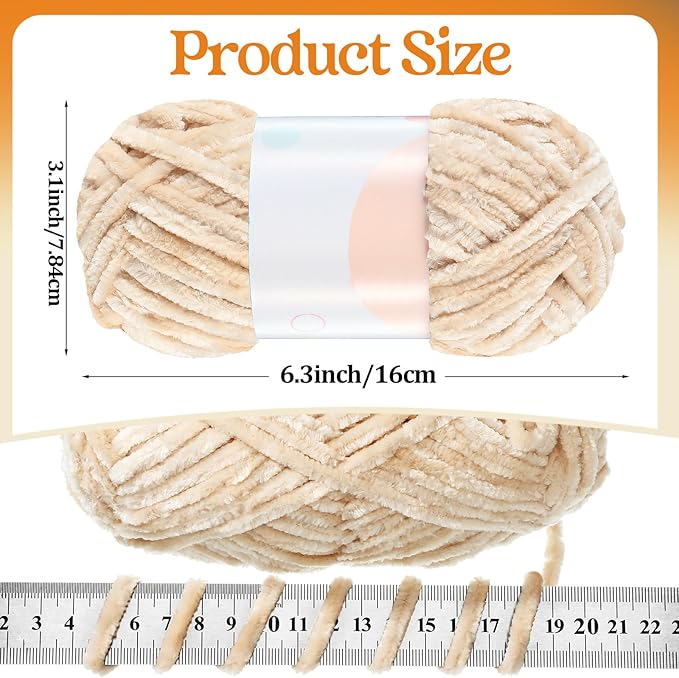 Woanger 20 Skeins Soft Chenille Yarn Velvet Blanket Yarn for Crocheting Hand Knitting Weaving DIY Craft, 10 Colors, 93 Yards Each (Classic Color)
