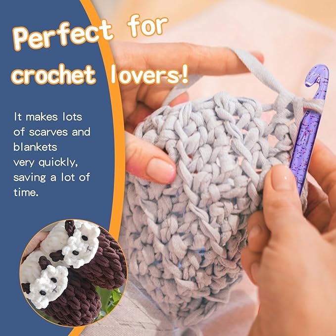 18 mm Large Crochet Hooks, Ergonomic Handle for Arthritic Hands, Professional Huge Crochet Needles, Colorful Transparent Crochet Hook for Beginners and Crocheting Yarn(Purple)