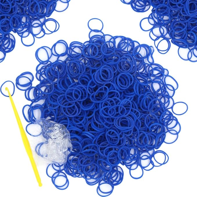 6000-Pack Rubber Loom Bands Making Kit,50PCS S-Clips10-Hooks,Colorful Rubber Bands Refill Kits for Weaving DIY Crafting Gift (Dark Blue)