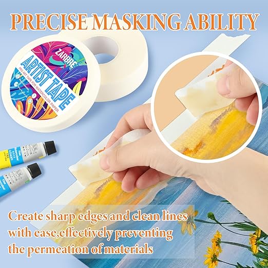 Artist Tape, 2 Pack White Art Tape for Watercolor Paper, Medium Tack Masking Drafting Tape for Painting Canvas Framing, Acid-Free, 0.6in Wide 328FT Long Total