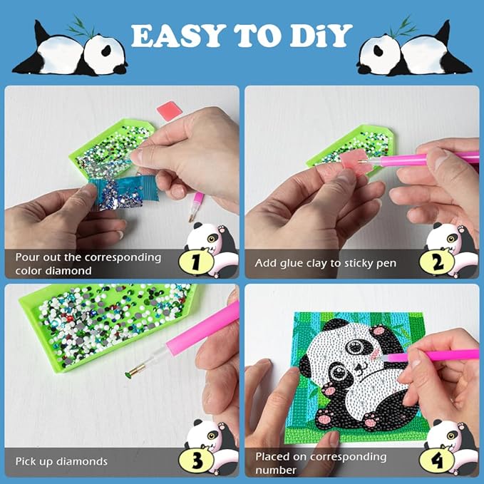 Labeol Diamond Art Kits for Kids Crafts for Girls Ages 6-8-10-12 Easy to DIY Creative Diamond Art Sticker Craft by Numbers Kits for Kids and Adult Beginners (4 Pack Adorable)