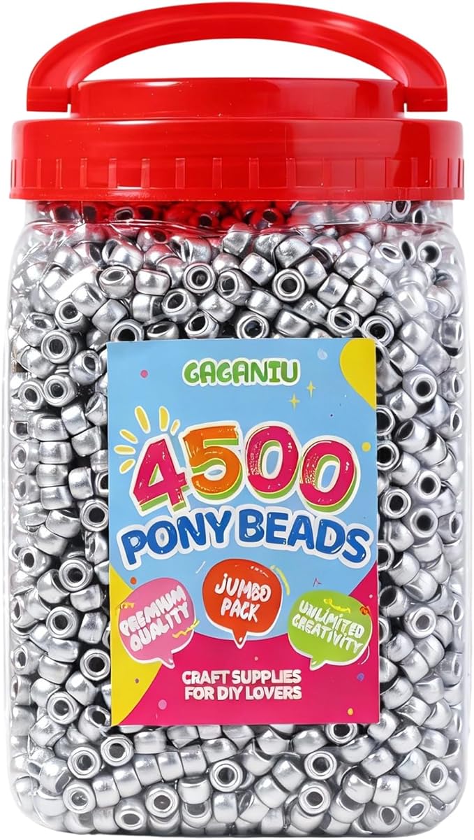 silver pony beads for bracelet making 4500 pcs plastic beads bulk for hair braiding diy crafts kandi jewelry key chains and ornaments decorations boxed