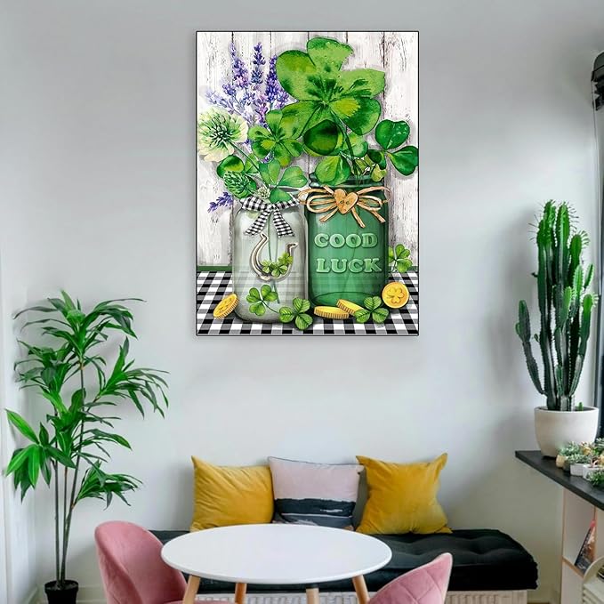 eterkosu st.patrick's day counted cross stitch kits for adults, flowers stamped cross stitch kits for beginners, needlepoint cross-stitch patterns embroidery kits arts and crafts for home decor